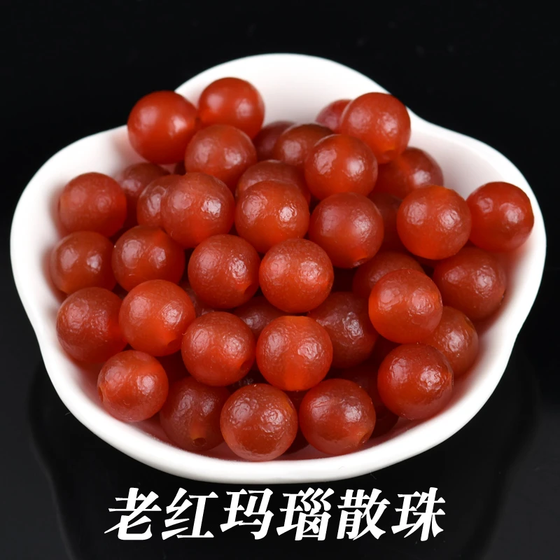 天然南红老玛 瑙散珠佛珠风化玛瑙DIY饰品手链手串配饰赠送引线