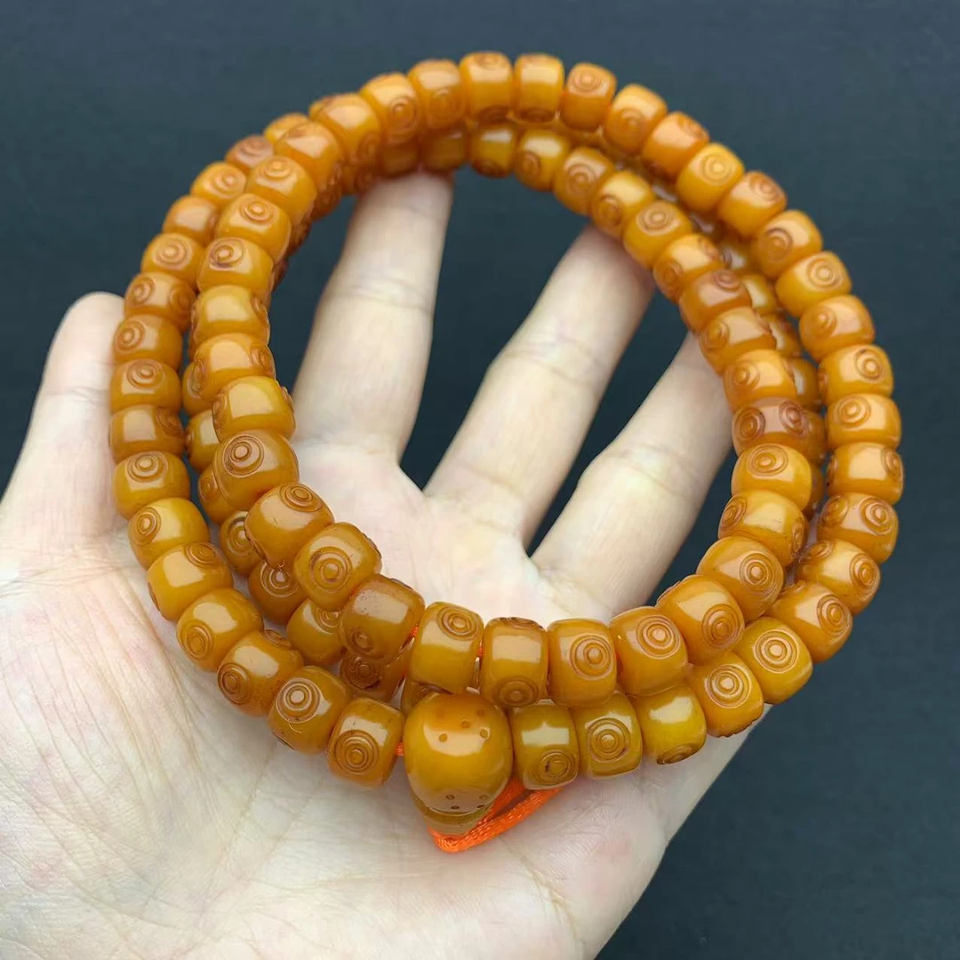 非金属皮质项链 老料玉化料108路路通项链多圈手串男女款脖挂百搭