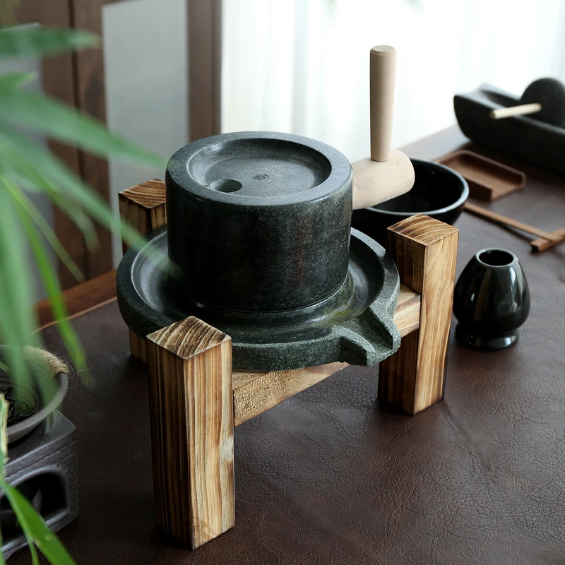 宋代点茶石磨茶碾石臼石转运石磨宋代点茶粉研磨家用老式茶磨石磨