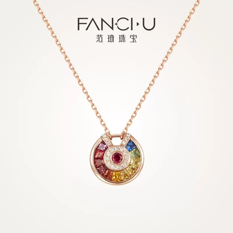 FANCI/范琦18K金彩符蓝宝石项链 彩色轻奢宝石钻石项链送女友礼物