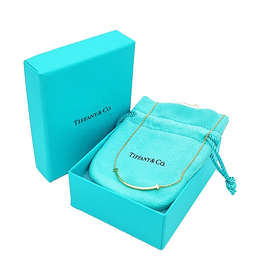 全新未使用 Tiffany & Co./蒂芙尼 T-smile系列笑脸锁骨项链18K金
