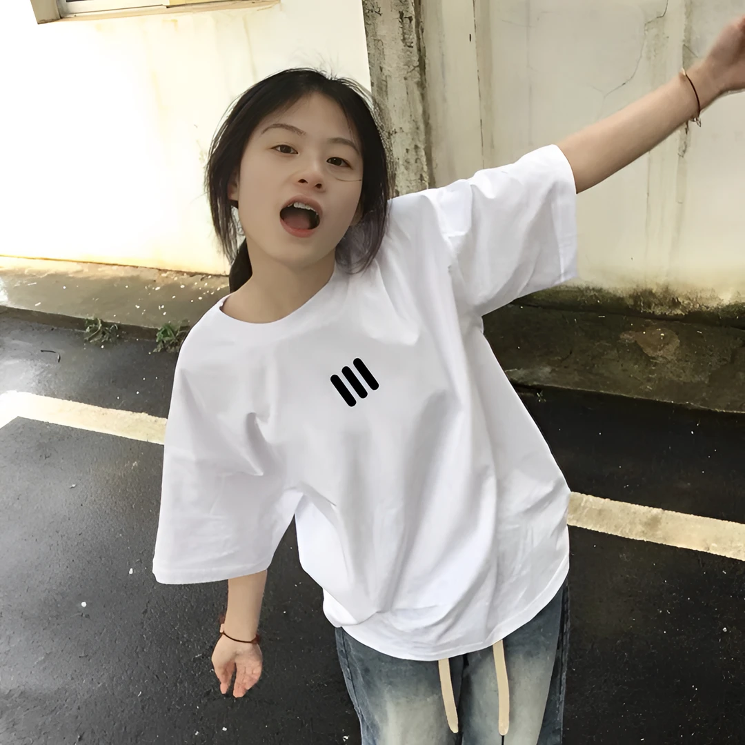 100%纯棉美式潮牌小个子正肩短袖t恤女夏设计感oversize半袖上衣