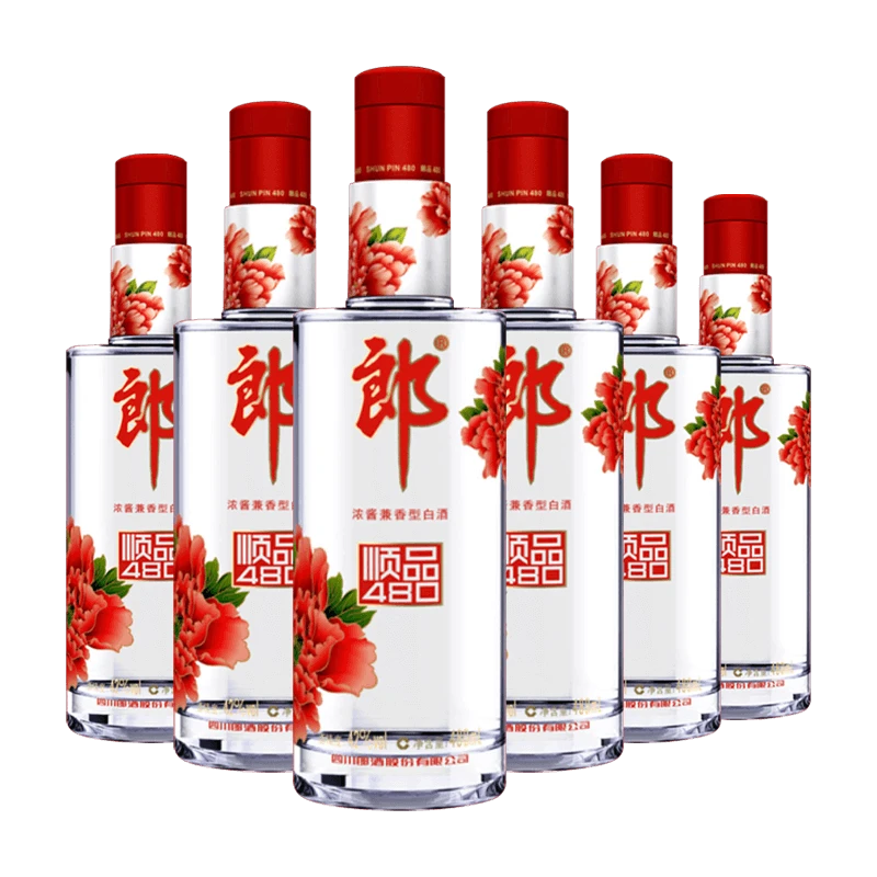 郎酒 顺品480（红顺）42°浓酱兼香型白酒480ml(无奖版） 6瓶