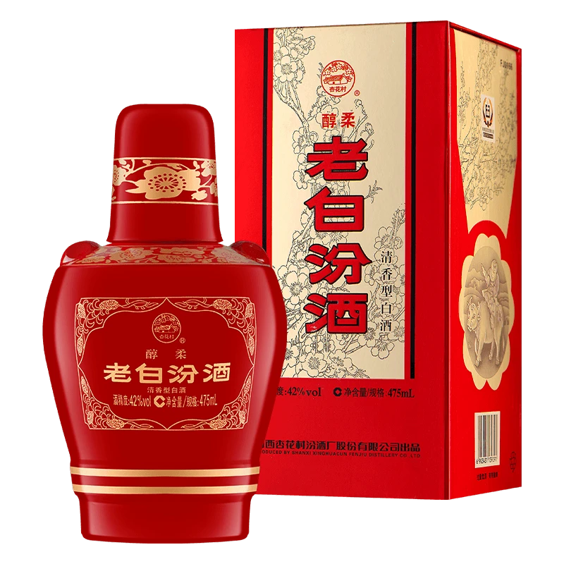 汾酒老白汾酒（醇柔）42°清香型白酒475ml 1瓶