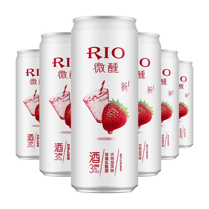 锐澳微醺3度草莓乳酸菌伏特加味鸡尾酒六联包330ml罐装 1包