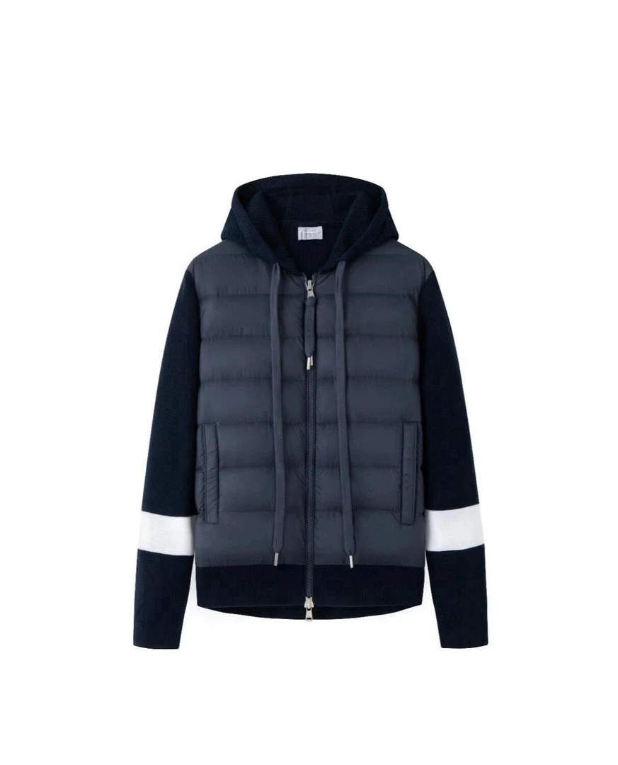 设计师款针织拉链羽绒外套