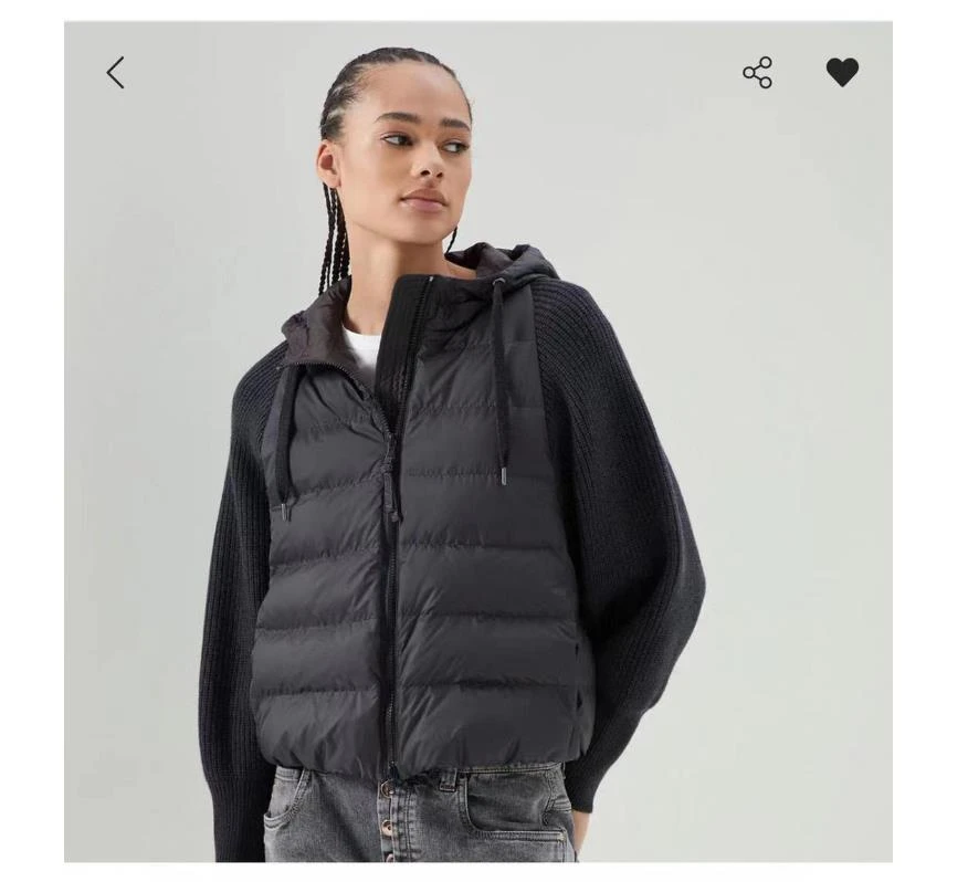 F32240103001BC鹅绒服羊绒针织拼接外套