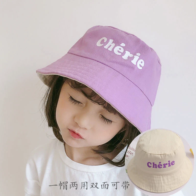 秋季儿童帽子双面渔夫帽小童太阳帽女童棉款遮阳帽男童幼儿帽夏天