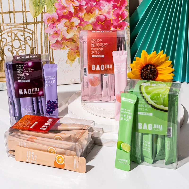 蜂胶鲜果便携条装漱口水持续留香多种果味学生男女便携式一次性