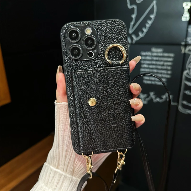 华为Pura70手机壳P60art补妆镜mate50插卡套P40pro斜跨绳30lite支