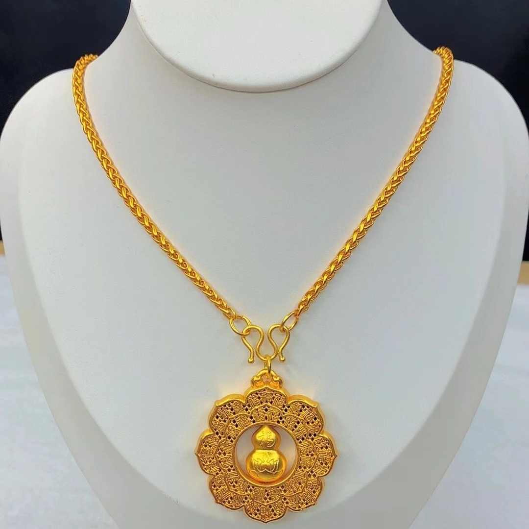 非金属布艺项链 新中式《莲花百福葫芦》花丝福禄 可转动