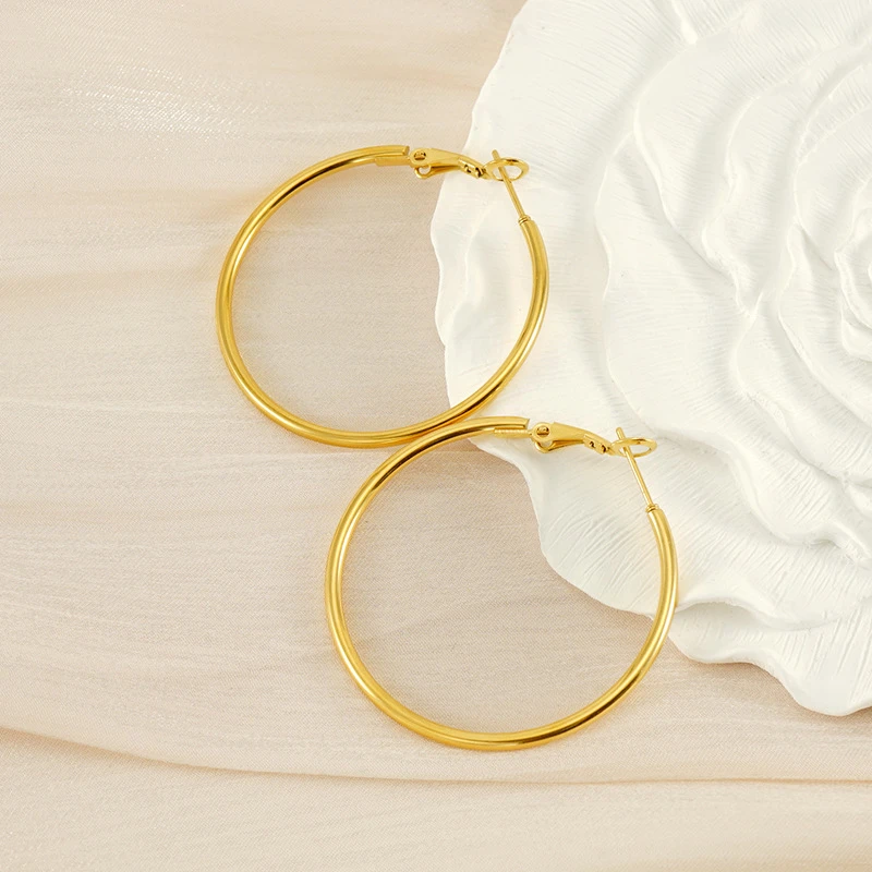 铜合金耳饰 【时尚光面四公分耳筘】气质百搭素圈