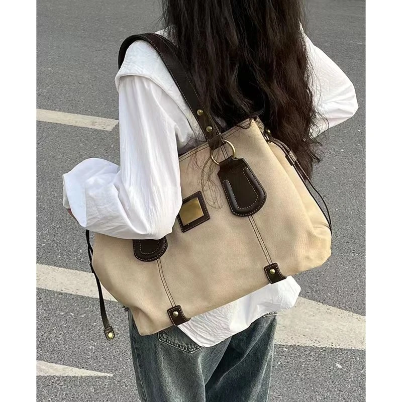 森系复古通勤大容量包包2023春夏新款小众时尚潮流腋下包手提包女