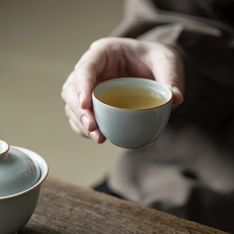 汝窑茶杯家用高档个人专用陶瓷主人杯单杯中式喝茶泡茶杯子喝茶杯