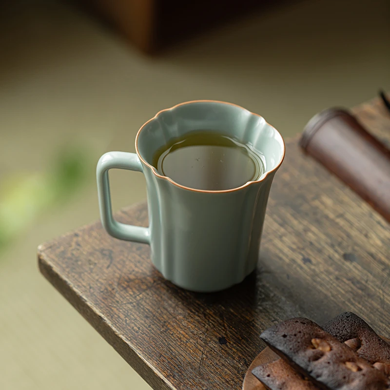 汝窑办公杯开片可养陶瓷马克杯大容量咖啡杯办公室个人茶杯喝水杯