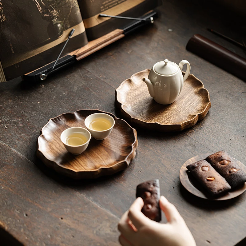 胡桃木简约壶承干泡盘新中式复古茶点盘家用功夫茶具家用茶托盘