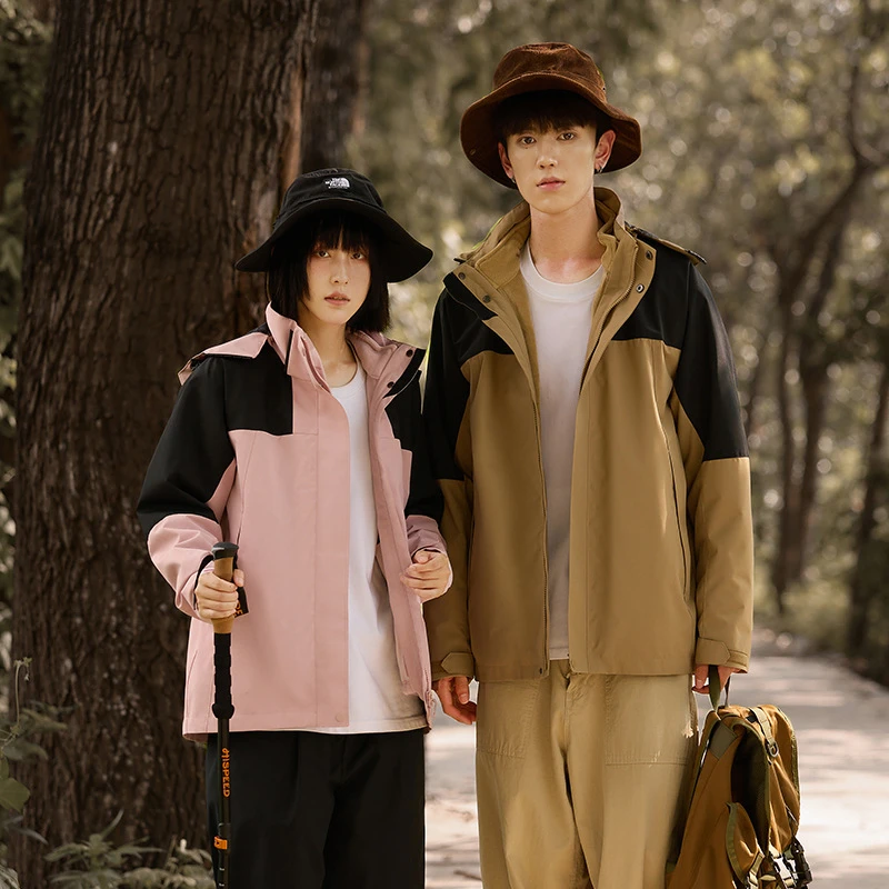 新款户外冲锋衣男款两件套三合一可拆卸抓绒衣内胆登山服防风保暖