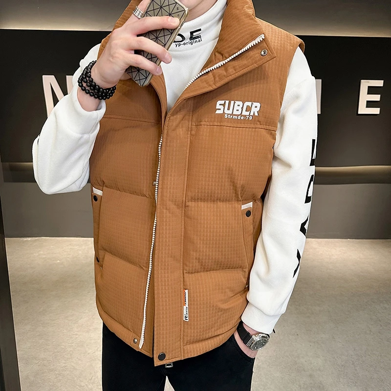孙尚冬季男士新款无袖立领棉马甲简约宽松休闲时尚百搭男马甲873