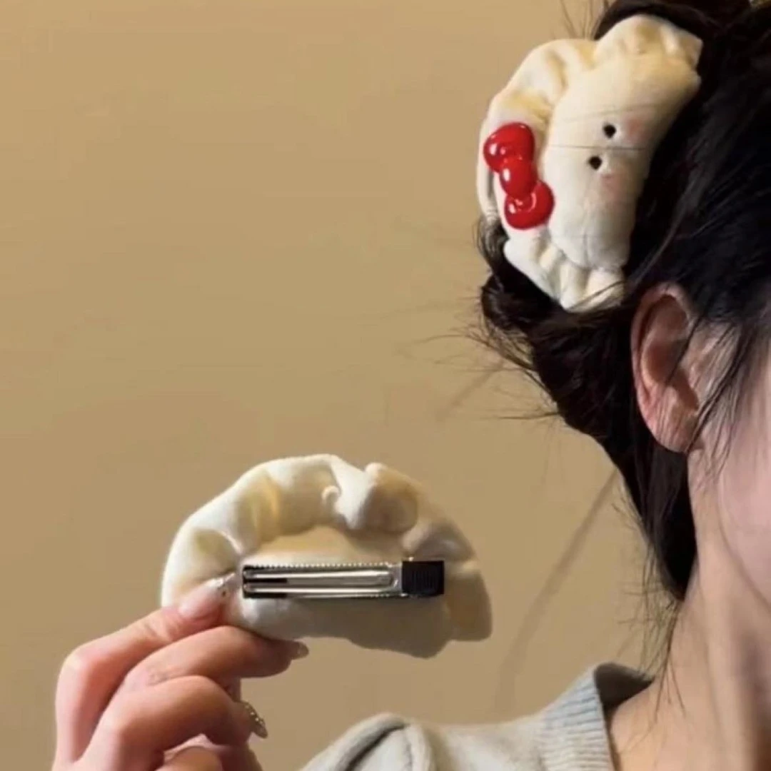 肉乎乎腮红饺子发抓鲨鱼抓发夹可爱新年发饰呆萌少女心抓夹发卡女