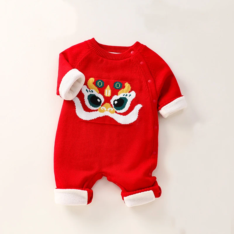 宝宝拜年服秋冬爬服婴幼儿保暖加厚哈衣新款男女宝宝打底新生儿