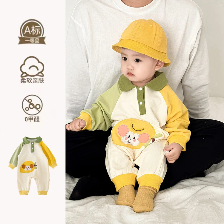 婴儿衣服新款连体衣无骨新生儿爬服长袖卡通男女宝宝哈衣春秋
