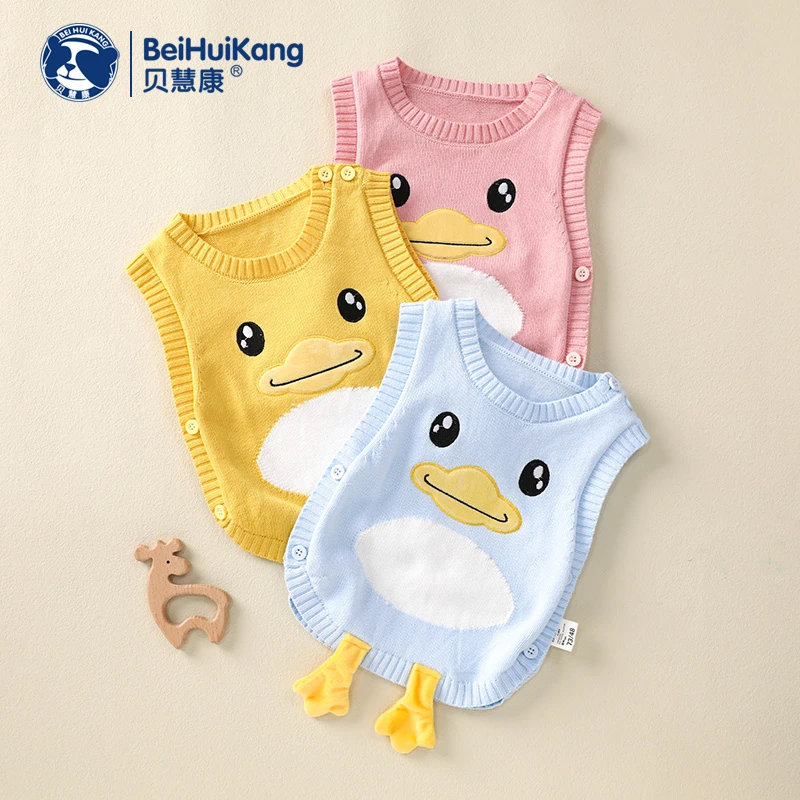 春秋新款宝宝毛衣马甲新生儿卡通棉背心男女童打底衫针织衫