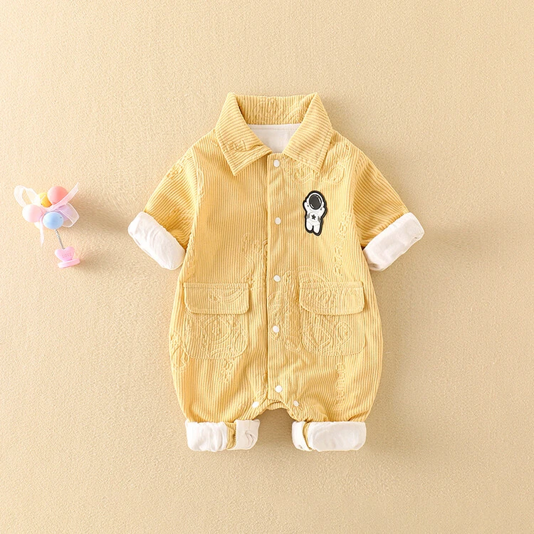 婴儿连体衣秋季长袖外出服洋气韩系工装新生男宝宝哈衣爬服外穿潮