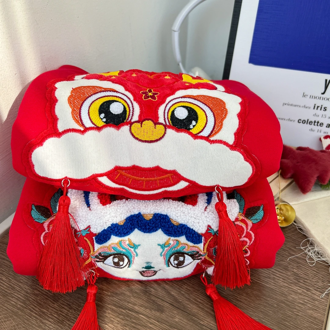 TPH【拜年服刺绣加绒】冬季儿童加绒加厚卫衣过年圣诞系列上衣