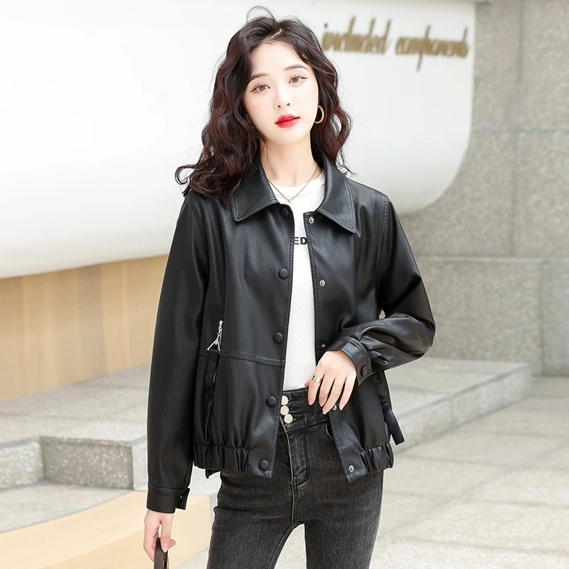 春秋个性褶皱不规则拉链小香外套百搭收腰女士短款夹克