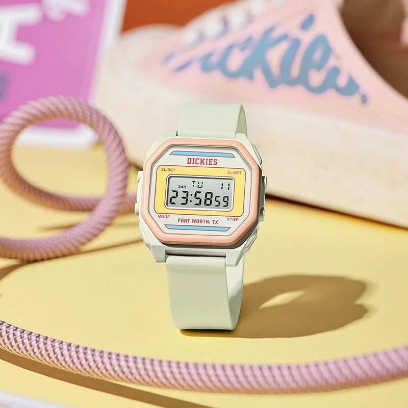Dickies儿童手表6-12岁上学专用电子表多功能气质马卡龙防水CL-57