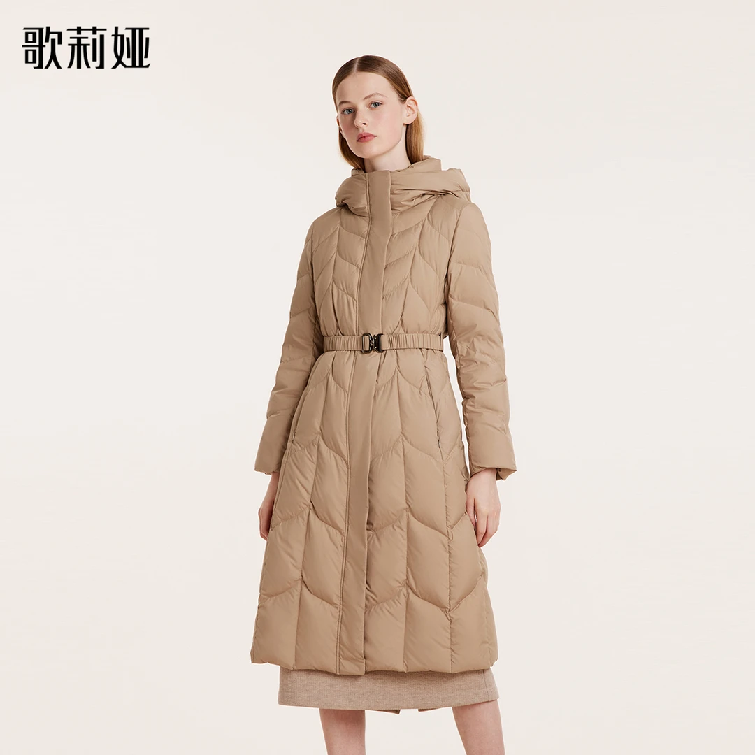 歌莉娅 冬季新品  连帽收腰羽绒服  1BDC8D880