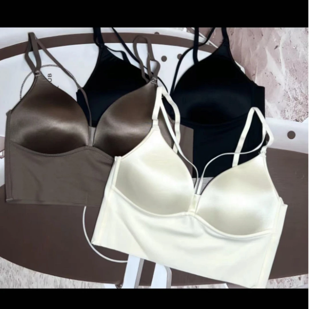 黑哥【冰感美背】6726#挂脖吊带背心女无痕冰丝带胸垫性感美背女