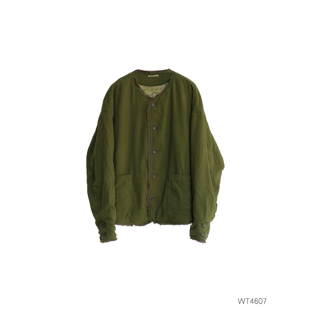 几见  原创设计秋冬外套女保暖棉服毛边拼接大口袋复古做旧WT4607