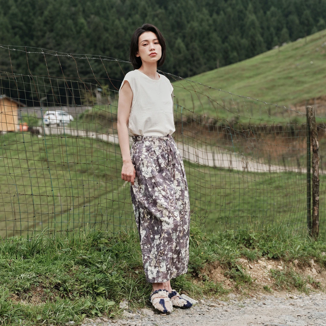 几见原创设计夏季超细支亚麻宽松薄款阔腿裤自然腰通勤长裤K32358