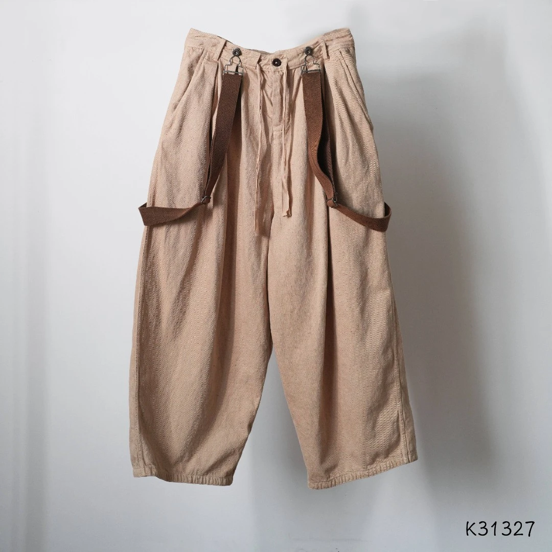 几见原创夏季新品彩线交织植物染茶染薄款牛仔裤背带裤K31327