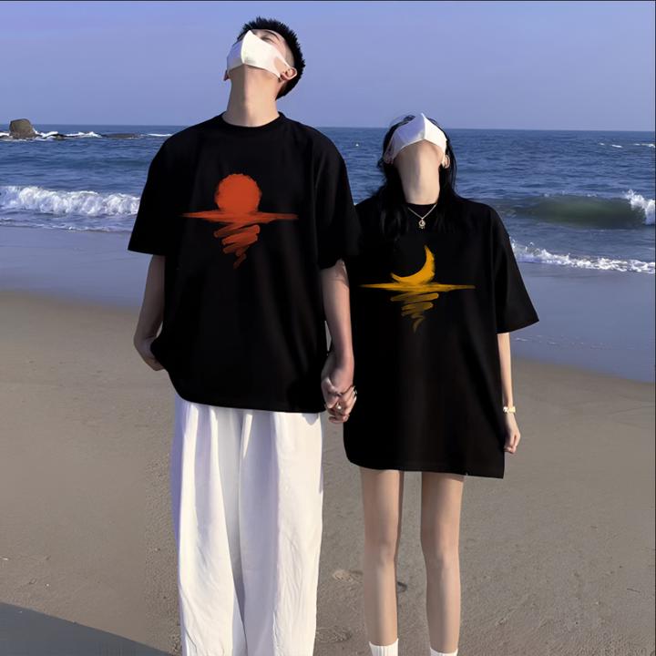 【铂梵蔻】情侣T恤情侣装短袖2024百搭夏季印花ins新款宽松休闲韩版