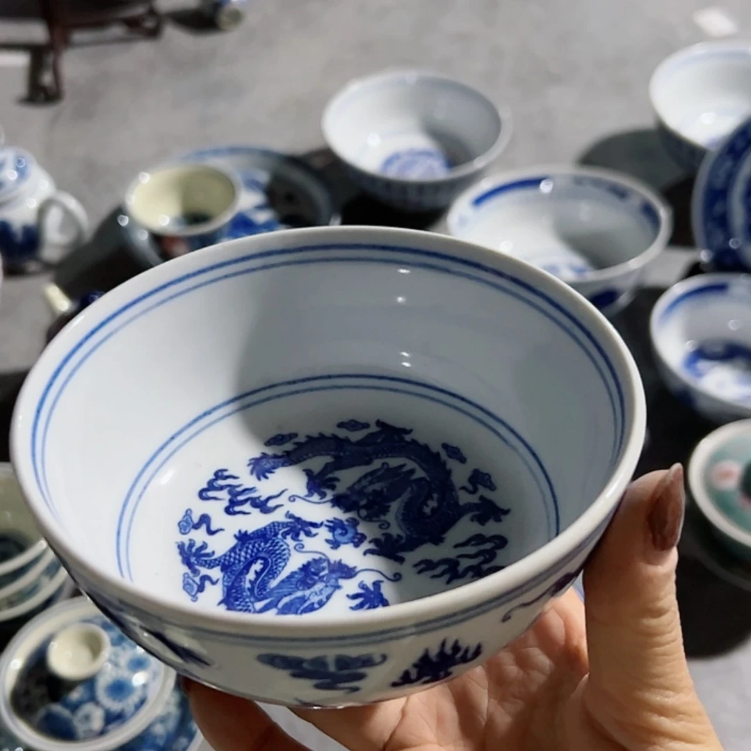 【闪购商品】瓷碗20个双龙5寸饭碗