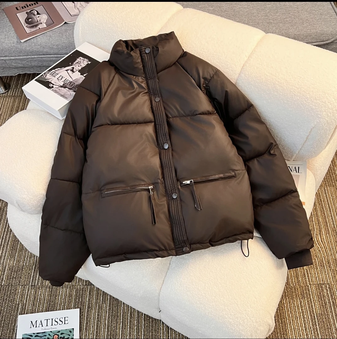 2024新款免洗棉服女立领加厚保暖冬季短款百搭小个子整张棉衣外套