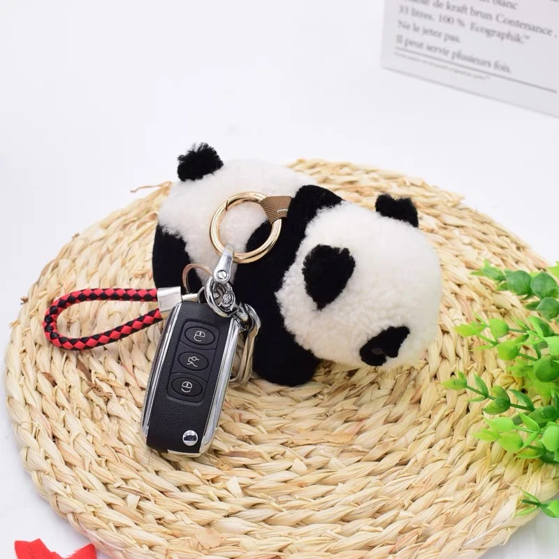 皮 草挂件小熊猫真 羊毛毛挂饰