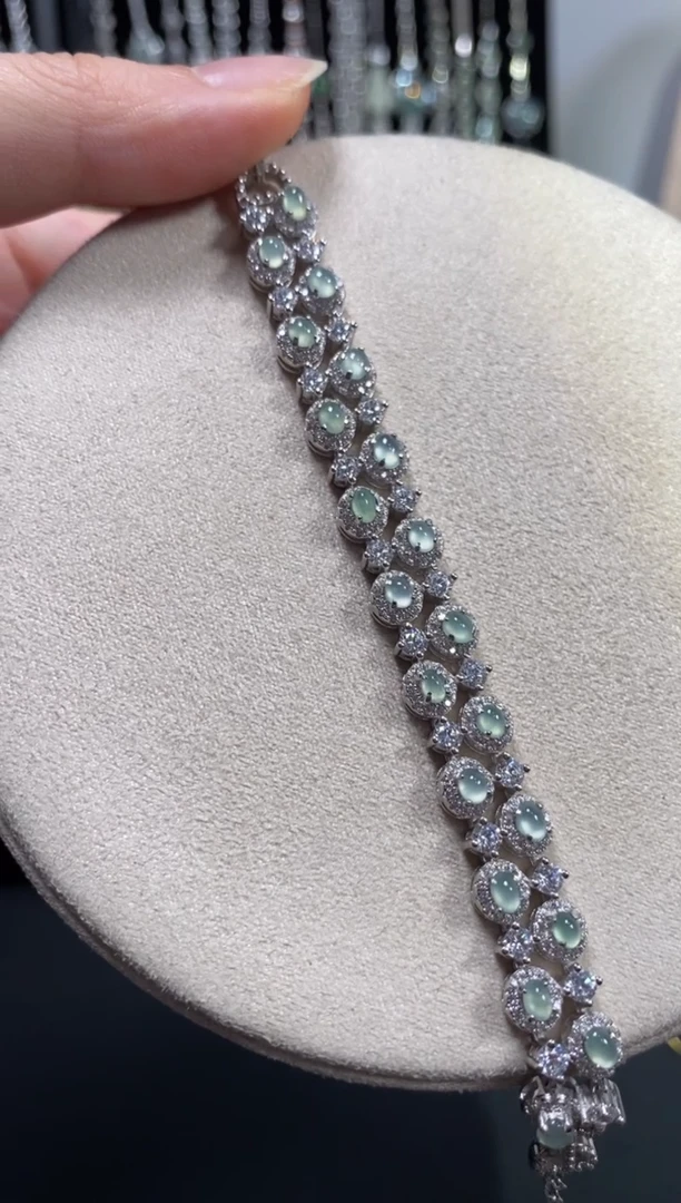 【闪购商品】翡翠手链银S925镶嵌翡翠