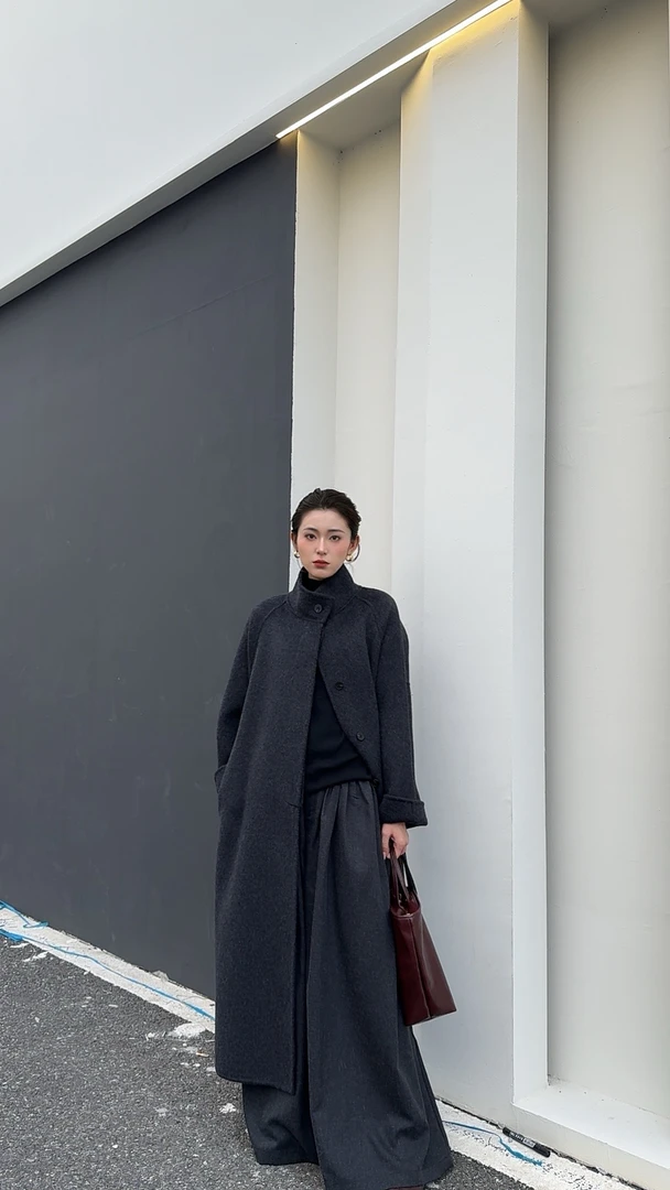 【08恋冬】韩系双面羊毛大衣宽松百搭时尚气质加长款加厚冬季