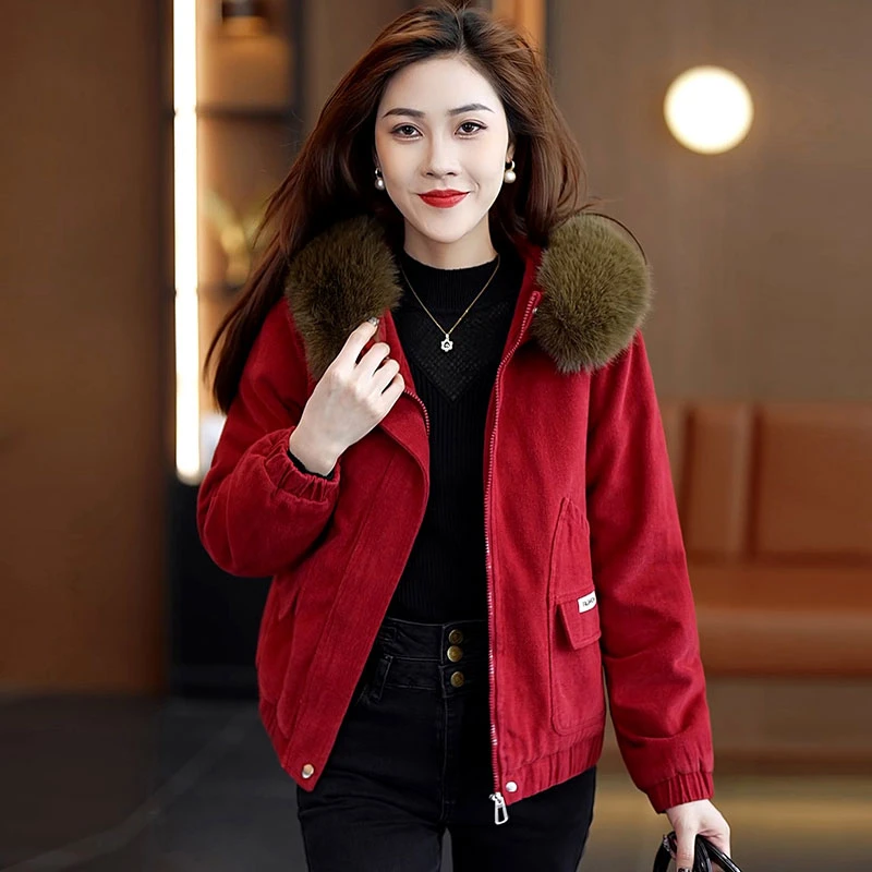 加厚秋冬加绒短款时尚中年上衣女装妈妈装洋气中老年休闲女士韩版