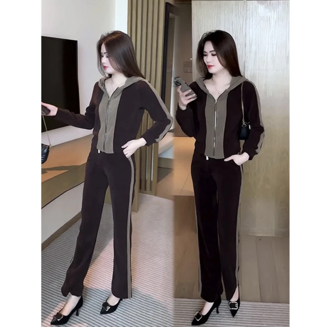时尚休闲套装女2025春季新款洋气质显瘦开衫短外套阔腿裤两件套潮