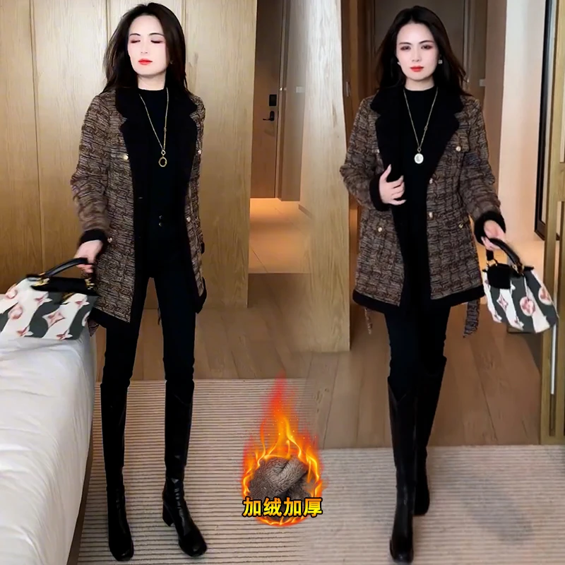加绒加厚毛呢外套女2025冬季新款洋气显瘦中长款保暖气质呢子大衣