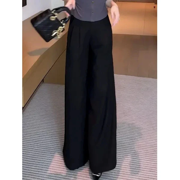 春夏时尚休闲高腰显瘦气质宽松垂感阔腿裤甩裤设计感