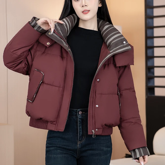 时尚短款棉服女2024冬季新款洋气显瘦加厚保暖小个子外套