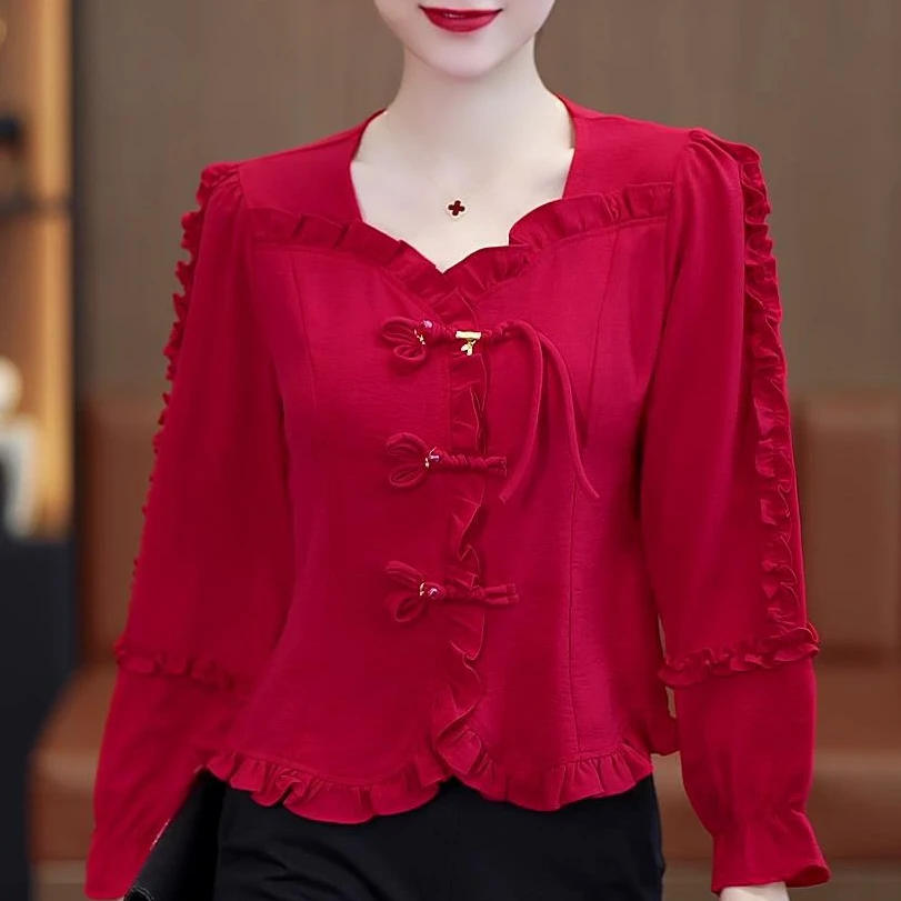 2024设计高级新款新中式秋季长袖气质洋气短款爆款国风上衣