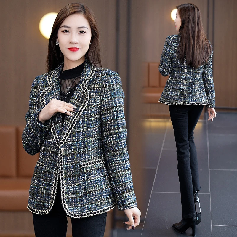 显瘦毛呢外套短款上衣时尚休闲小香风气质2023年新款秋季洋气女装