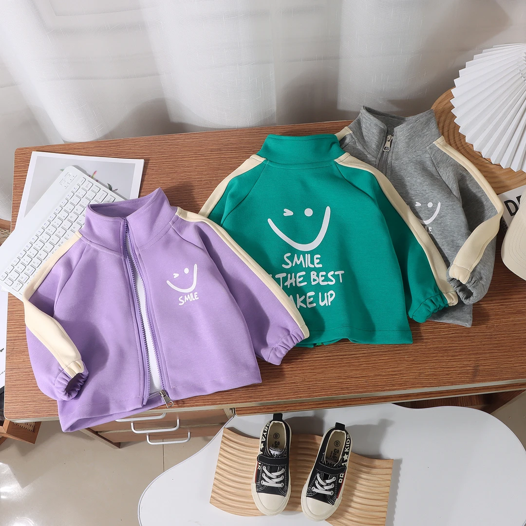 儿童春秋款棒球服男宝女宝休闲夹克外套时尚百搭立领时髦百搭外套