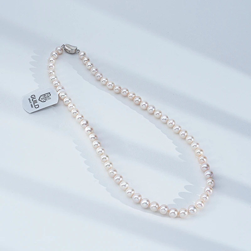 沙砾之光吉尔德五星S925银淡水无核珍珠项链7-8mm近正圆 618